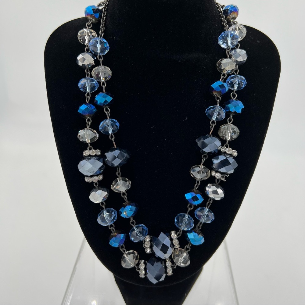 Trifari Blue Glass Beaded Rhinestones